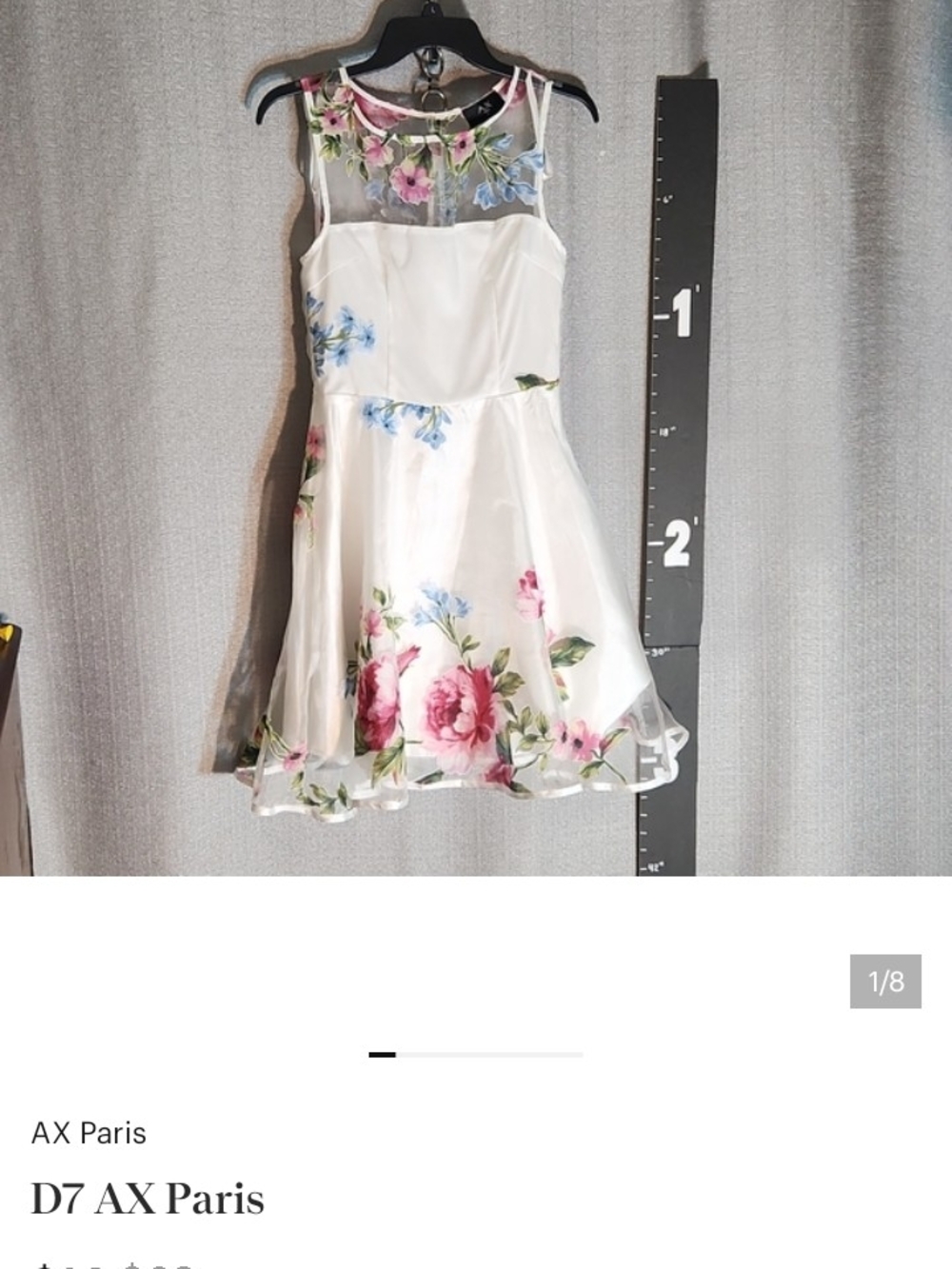 D7 A/X Armani Exchange White Floral Mesh Fit & Flare Dress